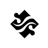 Abstract black and white featuring a diamondshaped element intersected by flowing wavelike forms, creating a modern, symmetrical composition. vector