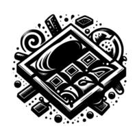 Abstract Black and White Isometric View of Confectionery and Culinary Components, Modern vector