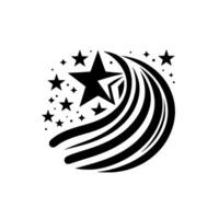 Bold Black and White Starburst with Streaks and Starry Elements on a Clean White Background vector
