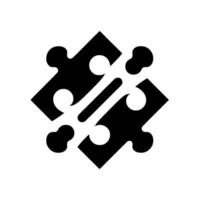 Geometric, Symmetric, Abstract, Interlocking Puzzle Piece Composition in Black and White, Minimalist Design. vector