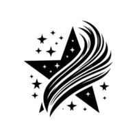 Abstract Black Starburst with Flowing Lines and Celestial Accents on a White Background, Creates a Modern and Dynamic Composition. vector