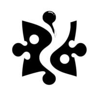 Abstract YinYang Puzzle Piece with Sphere, Bold Black and White Design, Shadow, and a Clean Composition vector