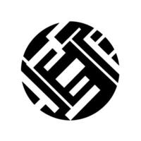 Geometric Black and White Circle Composition Interlocking LShapes and Rectangles Creating a Modern, Abstract Design. vector