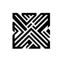 Symmetrical Black and White Square with Interlocking Geometric Lines, Creating a Modern Abstract Pattern. vector