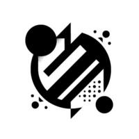 Abstract Black and White Composition with Geometric Shapes, Including Circles, Triangles, and Lines on a White Background. vector