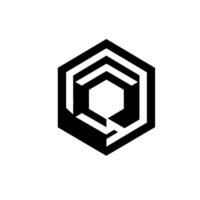 Isometric Hexagon with Shadow Black and White Geometric Depicting a D Illusion on a Gradient Background. vector