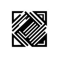 Geometric Black and White Square Composition Interwoven Linear Forms, Abstract Maze, Contemporary Design, Modern Minimalism, Symmetry. vector
