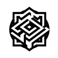 Geometric Black White StarShaped Optical Illusion, Integrated with a Circle, on a White Background. vector