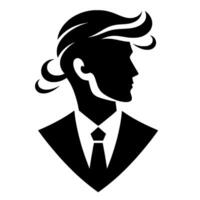 Silhouette of a Dapper Man in a Suit, Featuring Distinctive Hairstyle, Profile Portrait for or Design. vector