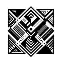 Symmetrical Black and White Geometric Composition with Lines, Dots, and Shapes Creating a Modern Abstract Design. vector