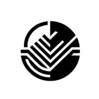 Geometric Black and White Circular with ArrowLike Design, Minimalist Modern Aesthetic on a White Background. vector