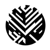 Geometric, Black, White, Gray Abstract Circular Composition Angled Lines Shapes Creating a Modern, Design. vector
