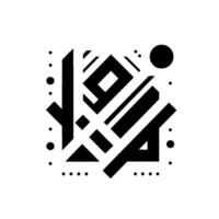Bold Black Geometric Abstraction A SquareFramed Artwork with Contrasting Lines, Dots, and Shapes on a Bright White Background. vector