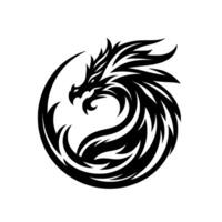Powerful Monochrome Dragon in a Circular Embrace A Stylized Symbolizing Strength and Mythology. vector