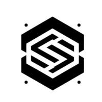 Geometric Black White Hexagon with Interlocking Lines Dots, Minimalist Design, Symmetry, and a Clean Aesthetic. vector