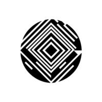 Concentric Geometric Pattern Within a Circle A Study in Black and White, featuring Square and Diamond Shapes. vector