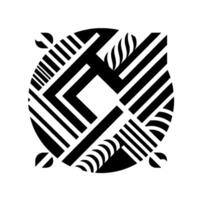 Abstract Black and White Geometric Featuring Radial Patterns, Lines, Curves, and Circular Forms With Minimalist Aesthetic vector