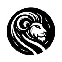 Elegant Black and White Lion Head Emblem in a Circular Frame, Depicting Strength, Pride, and Majestic Sophistication. vector
