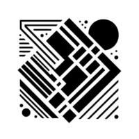 Geometric Black and White Composition of Lines, Shapes, and Circular Elements in Abstract Modern Art Style. vector