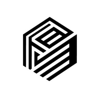 Geometric Hexagonal Design A bold, abstract illustration showcasing a black and white striped pattern within a sixsided shape. vector