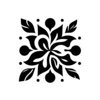 Symmetrical Floral Design A Monochromatic, Bold, and Artistic Composition of Leaves, Petals, and Dot Accents on a White Background. vector