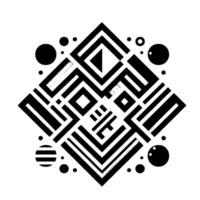 Geometric Abstract Composition Symmetrical Black and White with Linear Elements, Dots, and Soft Gray Accents on a White Background. vector