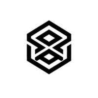 Geometric Black and White Logo A Symmetrical Hexagonal with Interwoven Diamond and Linear Elements, Creating a Modern, Abstract Emblem. vector