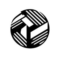 Geometric Black and White Orblike Composition with Striated Elements, Creating a Sense of Depth on a White Background vector