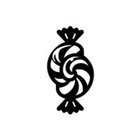 Black and White Minimalist Candy, Twisted Shape, With Swirls, Isolated on White Background, Simple and Bold. vector