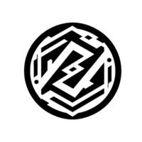 Geometric Black and White Circular Symbol with Interlocking Shapes, Clean Lines, and a Modern Minimalist Aesthetic on a Plain White Background. vector