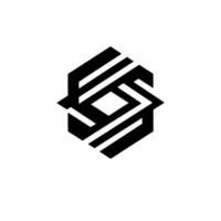 A minimalist abstract D isometric featuring a stylized letter S or diamond shape, rendered in black and white with a drop shadow. vector
