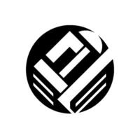 Bold Black and White Geometric within a Circle Featuring Abstract Angular Shapes and Lines, Minimalist Aesthetic. vector