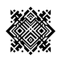 Symmetric Black and White Geometric Pattern with Diamonds, Squares, and Dots on a White Background Abstract and Modern Design. vector