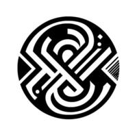 Intricate Circular Geometric with Interlocking Black and White Lines, Creating a Dynamic Optical Illusion. vector