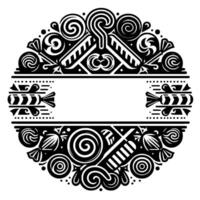 Ornate, BlackandWhite Circular Candy Ornament with Sweets, Swirls, and a Central Banner for Text, a Decorative Emblem vector
