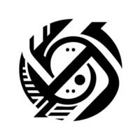 Abstract, Geometric, Monochromatic Composition of a Circular with Symmetrical Shapes, Black and White, Modern and Minimalist Aesthetic. vector