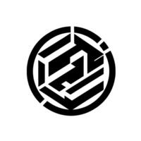 Intricate geometric black and white design, featuring a complex, fragmented shape within a circle, perfect for branding or design. vector