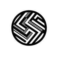 Circular Geometric Design Black and White Abstract Composition with Straight Lines, Blocks, and Contrasting Patterns, Emphasizing Modern Art and Visual Texture. vector