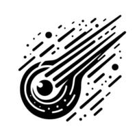 Abstract Black and White Comet Illustration with Star Trail and EyeLike Orb, Minimalist Space Design. vector