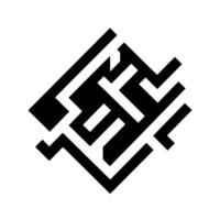 Geometric Maze Abstract black and white in a diamondlike shape, intricate and minimal. vector