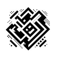 Symmetrical Geometric Composition Black and White Abstract Featuring Squares, Lines, Dots, and Grays. vector