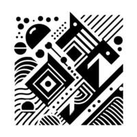 Abstract Monochrome Geometric Composition A Dynamic Arrangement of Shapes, Lines, and Dots in Black and White vector