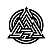 Black and White Modern Geometric Design Intertwined Triangles and Concentric Circles, Symbolic and Graphic. vector