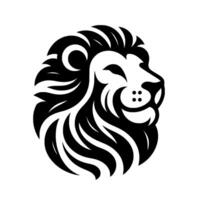 Simplistic Black and White Lion Head on a Clean White Background, Depicting Serene Majesty. vector