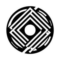 Geometric Black and White Circular with Interlocking Squares and a Central Circle, Abstract and Modern. vector