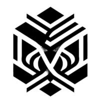 Bold Geometric Design A Black and White Optical Illusion with Interlaced Lines within a Hexagonal Structure. vector