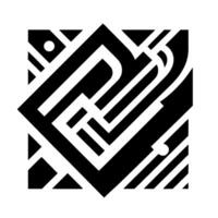 Geometric Black and White Design A square abstract composition of bold lines and shapes, with a labyrinthine quality and minimalist aesthetic. vector