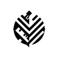 Abstract Leaf with Bold Black and White Striped Geometric Pattern and Gradient Effect on a White Background. vector
