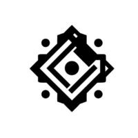 Abstract D Geometric Black and White Composition with Concentric Square Shapes, Circular Accents, and a Minimalist Aesthetic. vector