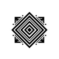 Geometric Black and White Diamond Pattern with Dots and Square Border on Clean White Background, Symmetrical and Modern. vector